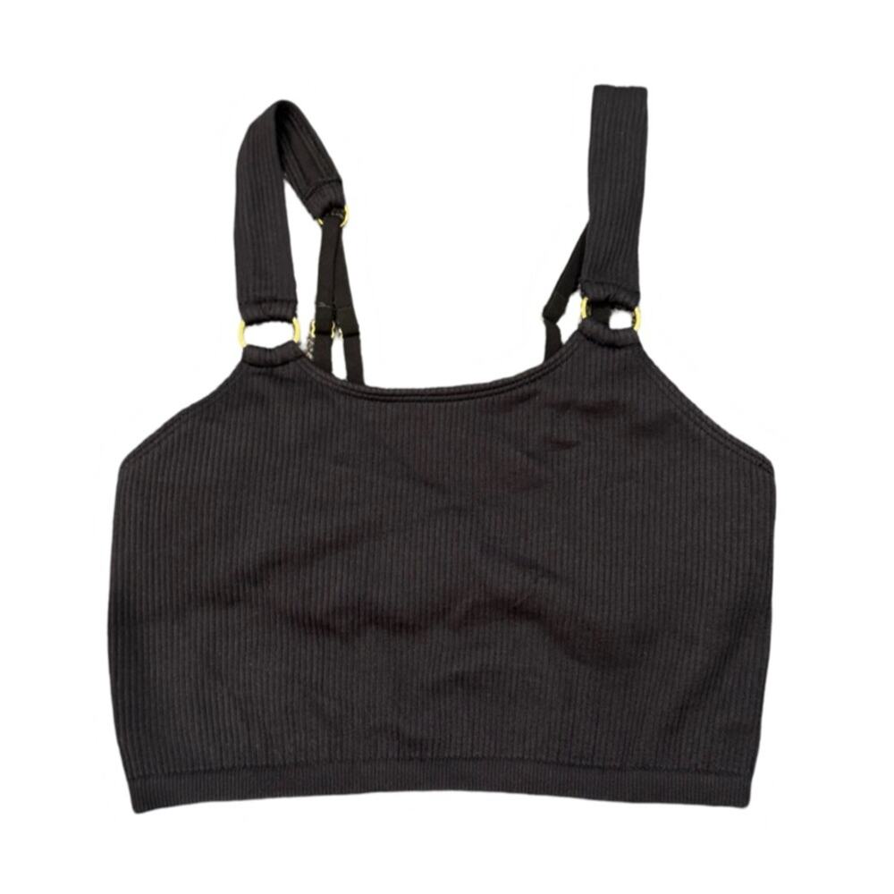 aerie Seamless Ring Longline Ribbed Bralette - Black Size XS